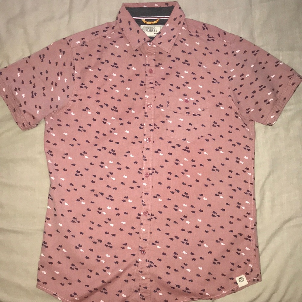 Free Planet Whale Button-Down